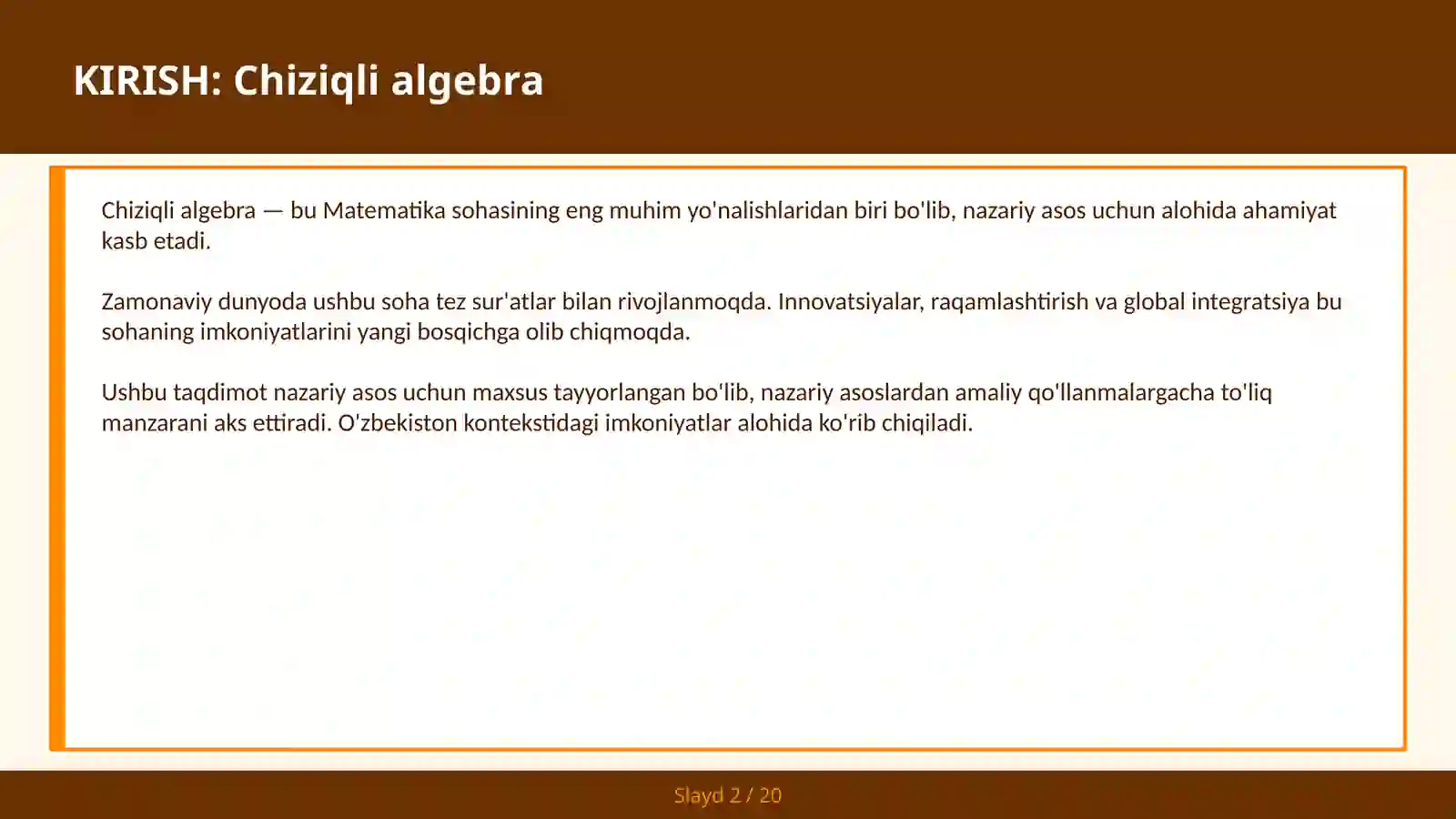 Chiziqli Algebra 2