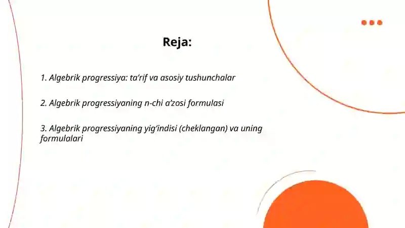 Algebrik progressiya geometrik progressiya Mohichehra 2