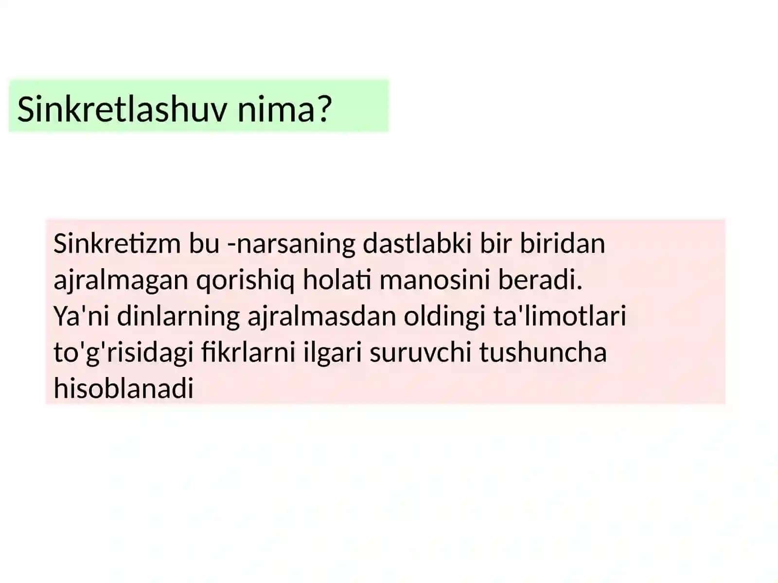 Islom va boshqa diniy aqidalar sinkretlashuvi natijasida paydo bo'lgan diniy tushunchalar 2