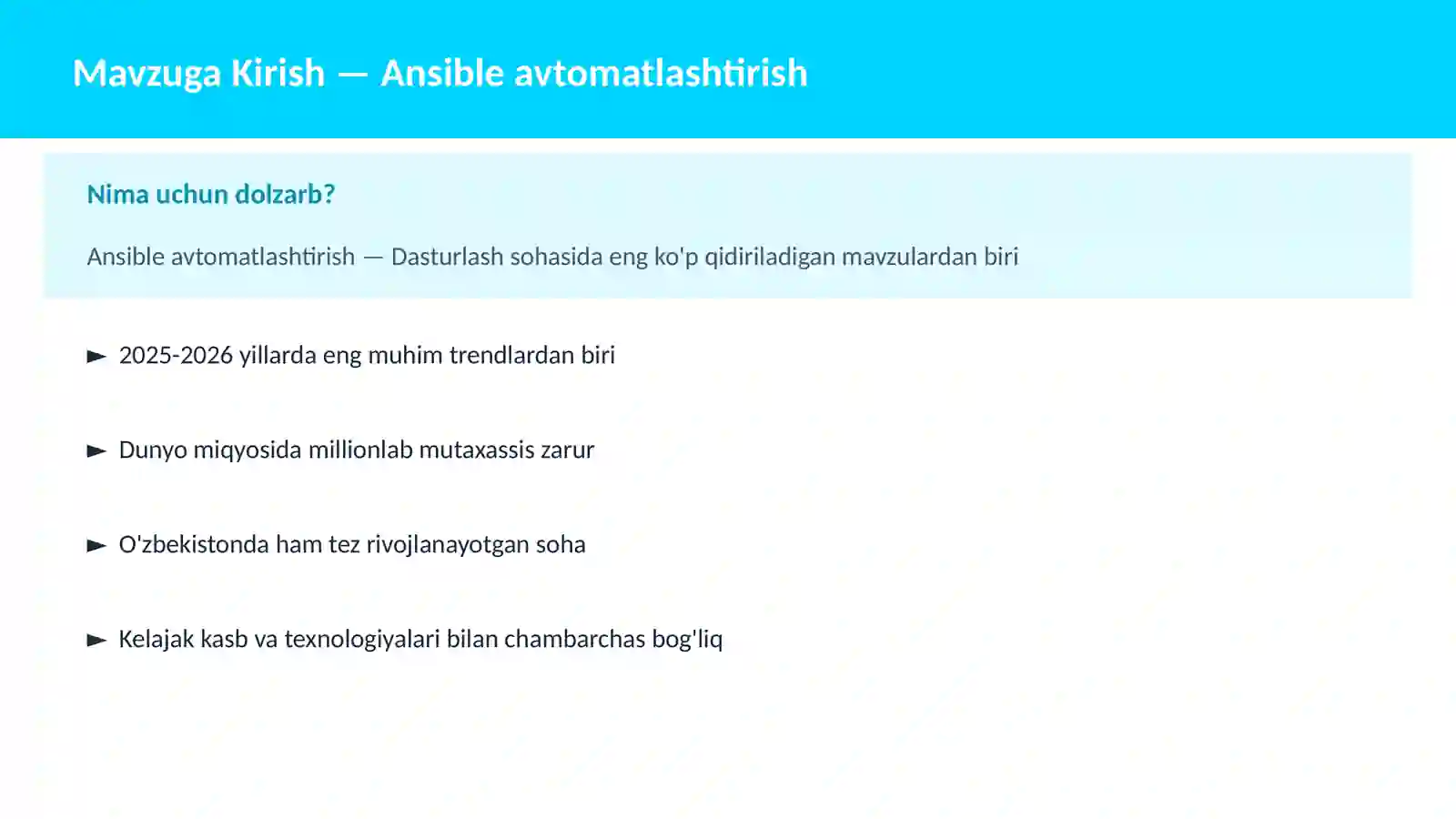 Ansible avtomatlashtirish 2