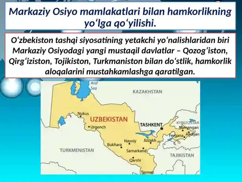 Oʻzbekistonning xalqaro tashkilotlar bilan hamkorlik aloqalari 2