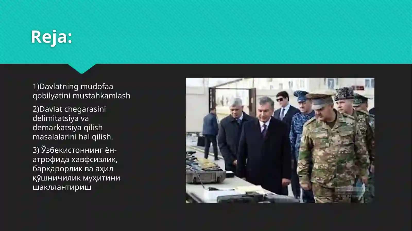 O’zbekiston xavfsizlikni ta’minlash bo’risida amalga oshirilayotgan ishlar 2