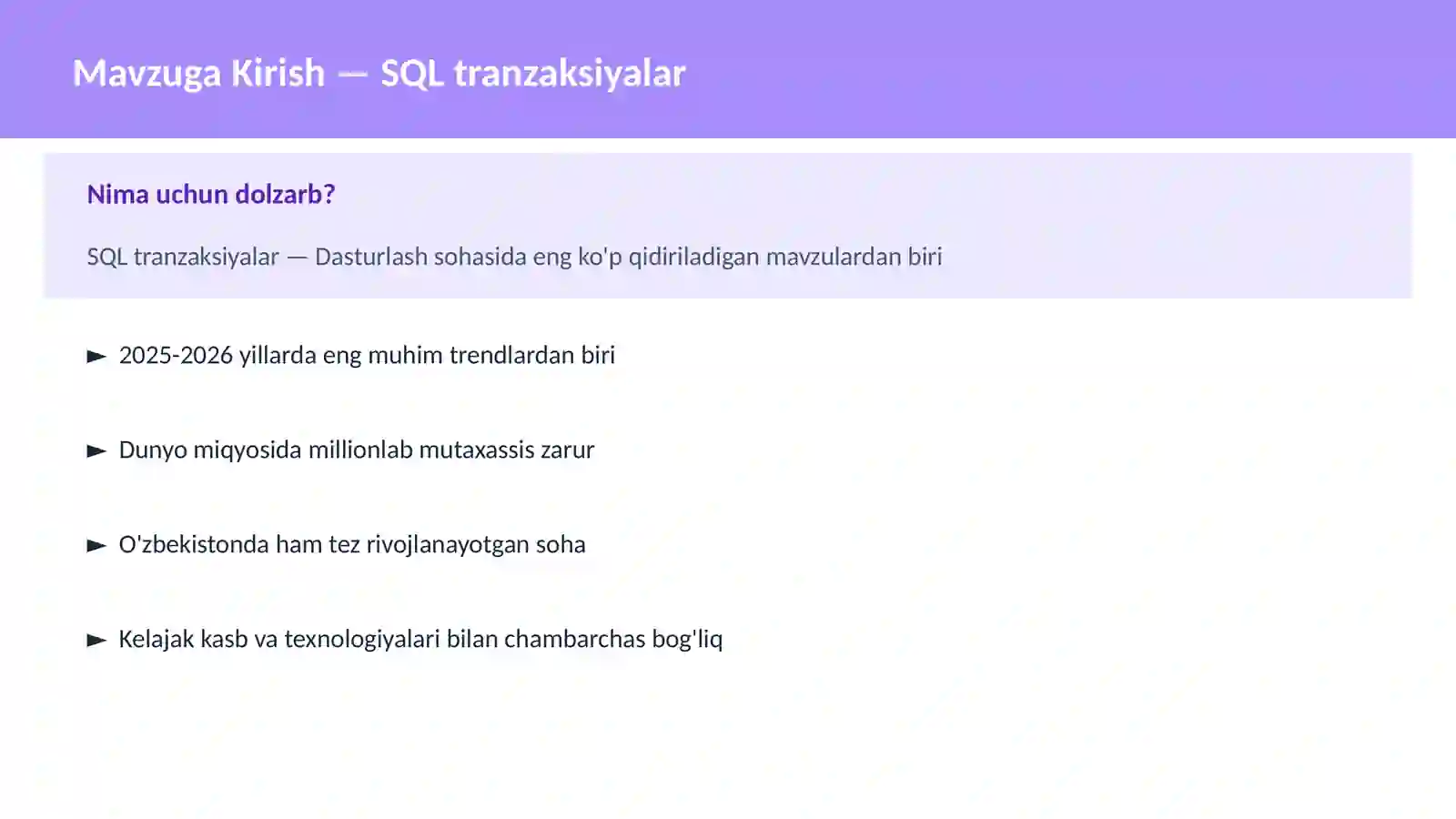 SQL tranzaksiyalar 2