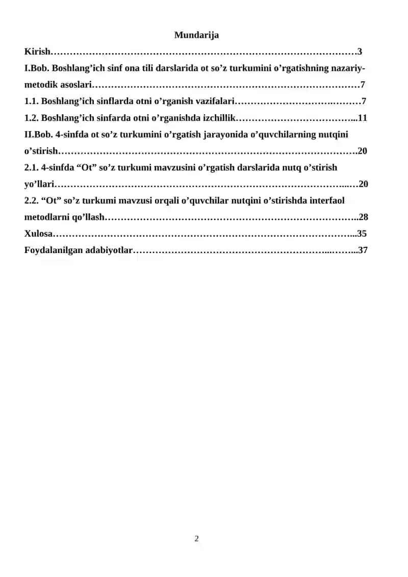 4-sinfda ot so’z turkumini o’rgatish jarayonida o’quvchilarning nutqini o’stirish 2
