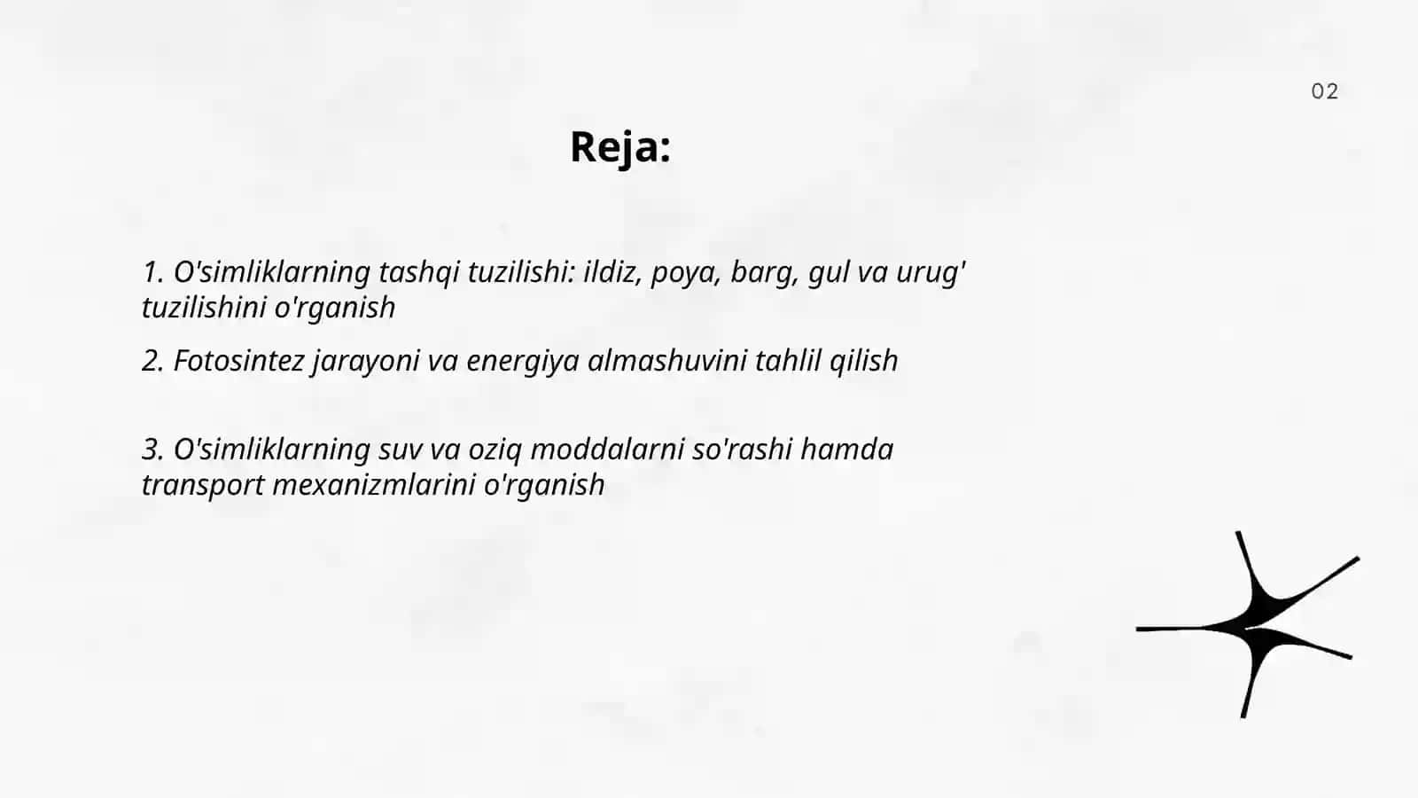 O'simliklar dunyosi va ularnu hayot tarzi haqidagi bilimlarni bilib olish va tahlil qilish 2