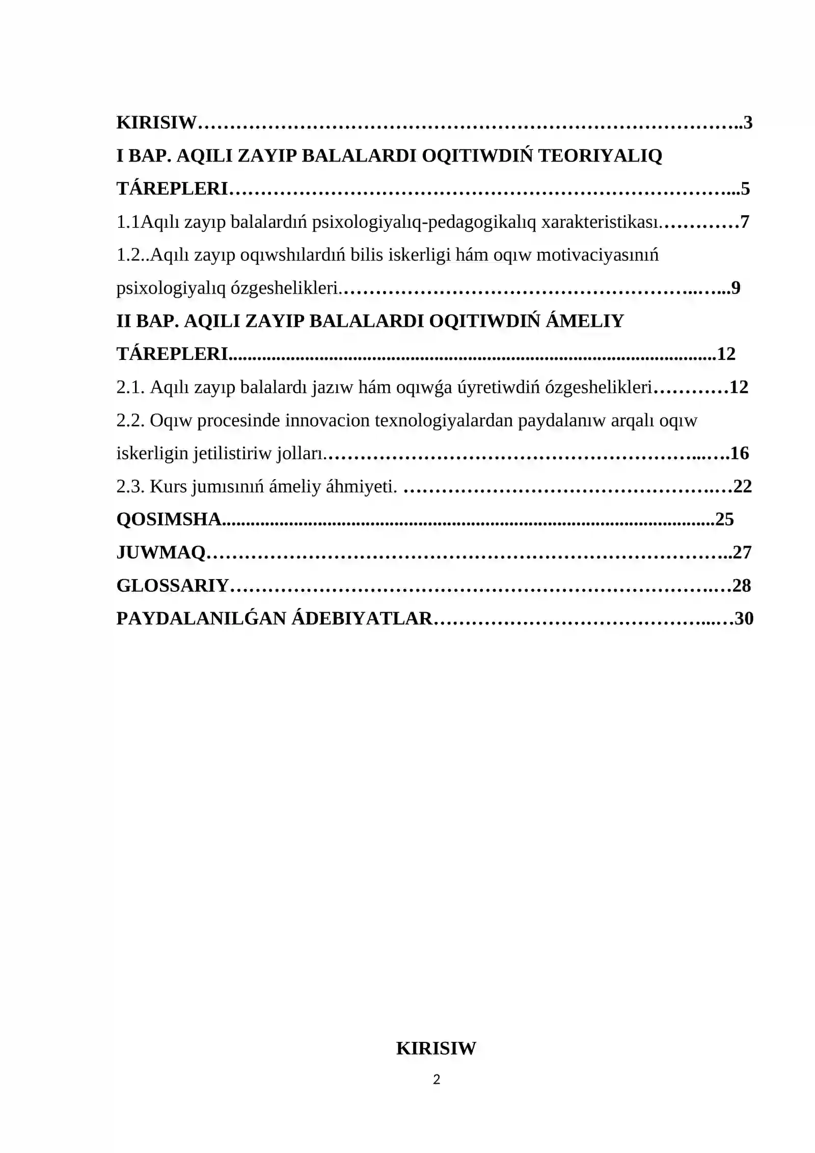 Arnawlı pedagogika: oligofrenopedagogika tálim baǵdarı 2