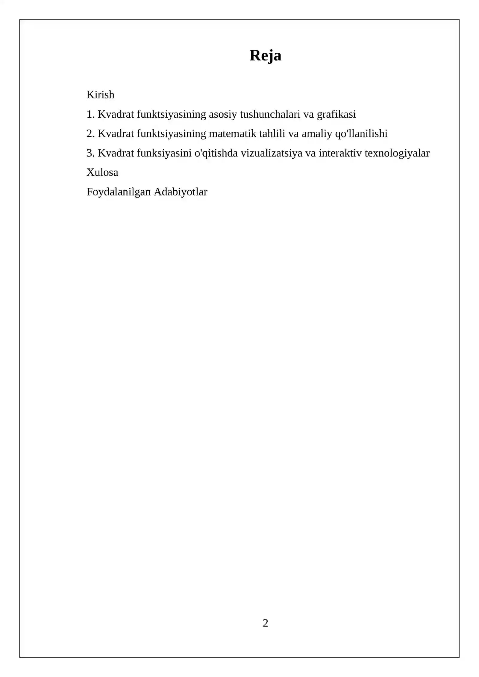 KVADRAT FUNKSIYA 2