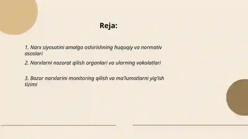 Narx siyosatini amalga oshirish va nazorat qilish 2