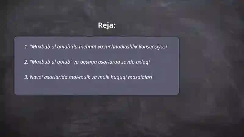 Alisher Navoiyning,,Maxbub ul qulub‘‘ va boshqa asarlaridagi iqtisodiy g‘oyalar 2