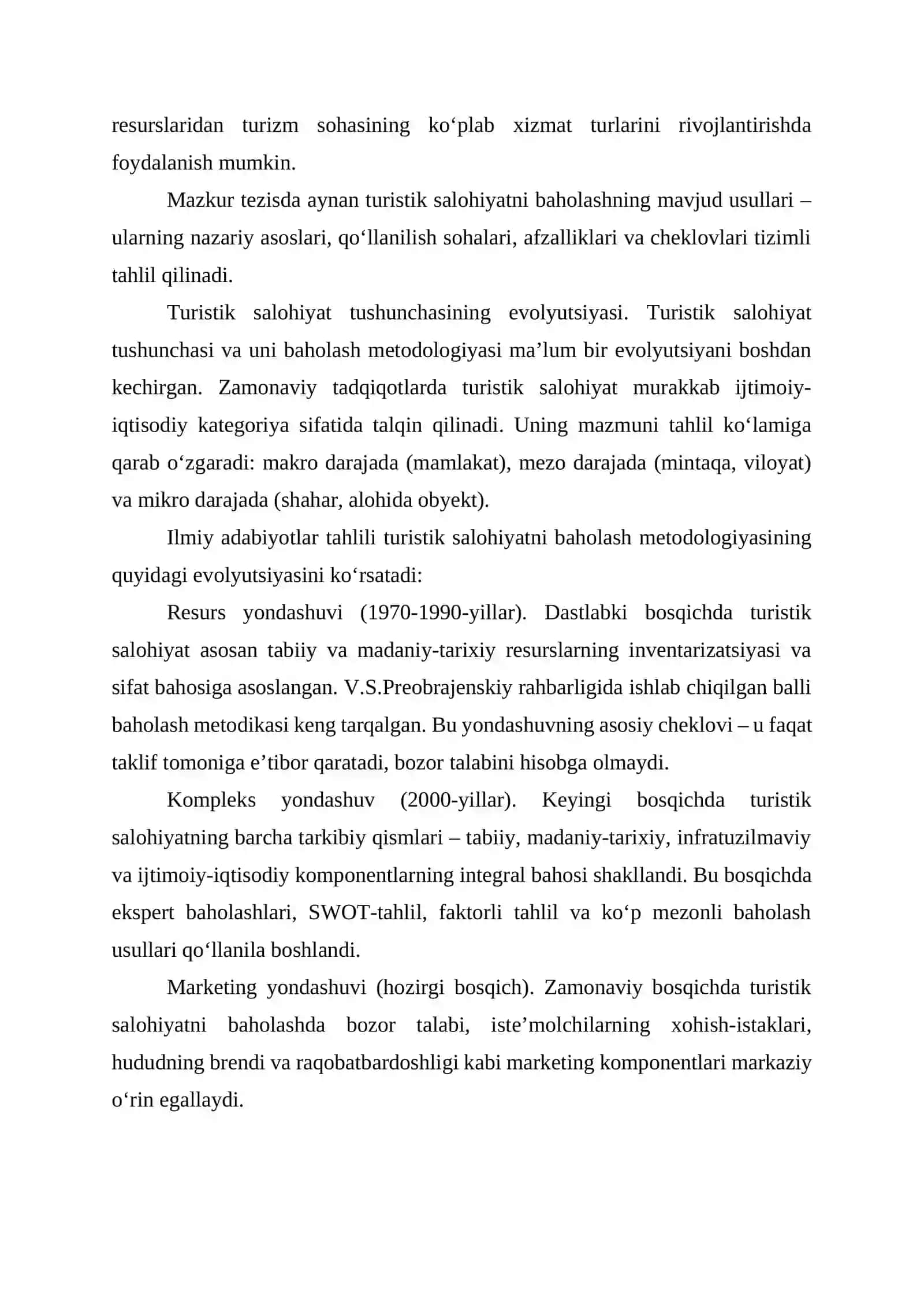 Turistik salohiyatni baholash usullari 2