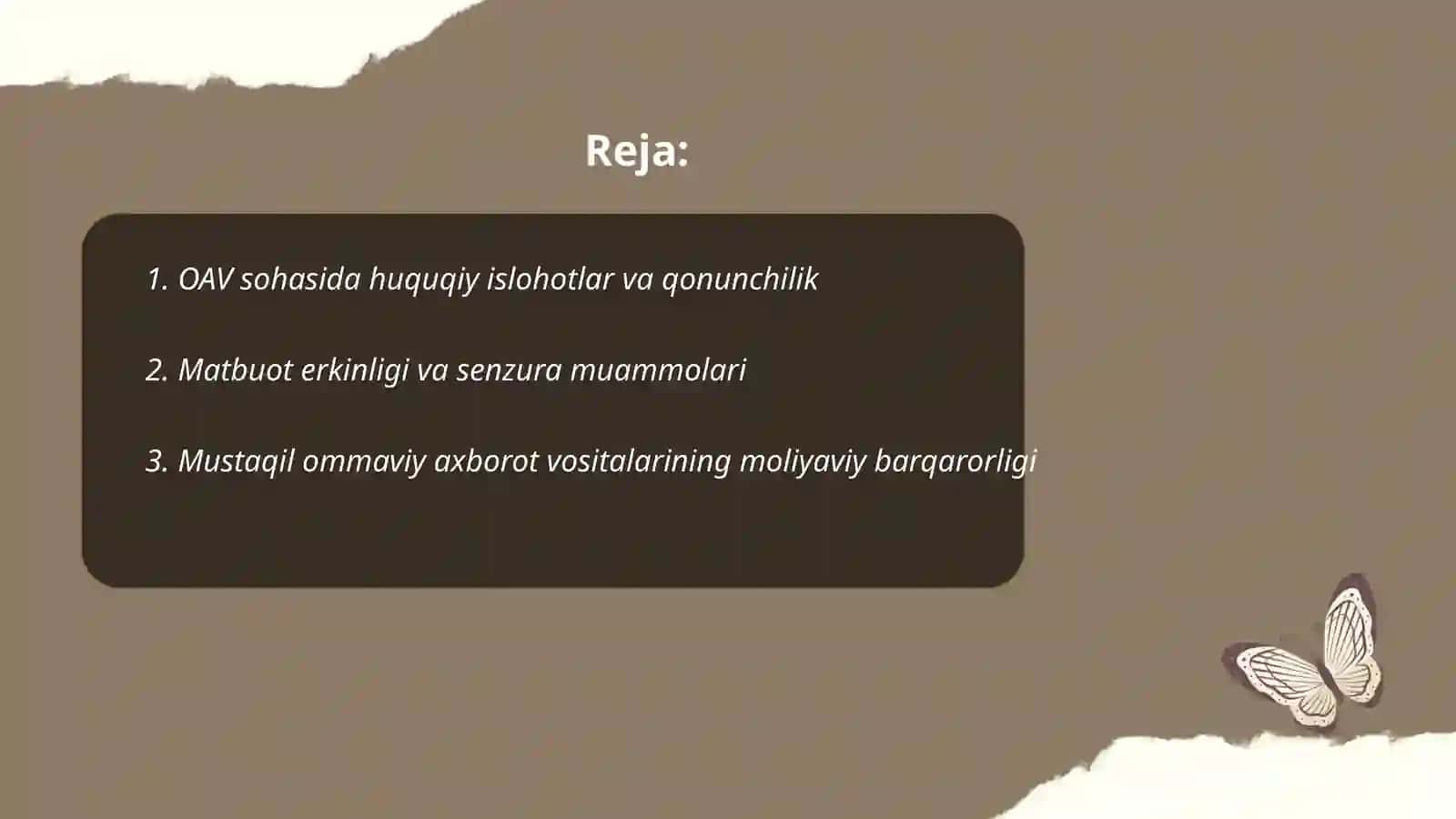 OAV sohasida huquqiy islohotlar va qonunchilik 2