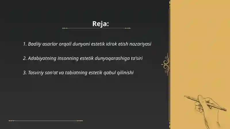 Badiiy asarlar orqali dunyoni estetik idrok etish nazariyasi 2