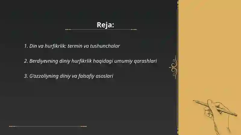 Din va hurfikrlik mavzusida prezentatsiya tayyorlash 2