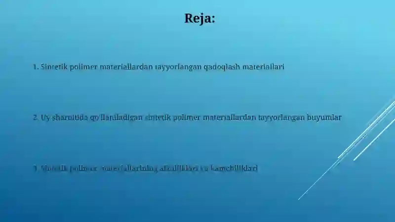 Sintetik polimer materiallardan tayyorlangan buyumlar va orov boģlash materiallari 2