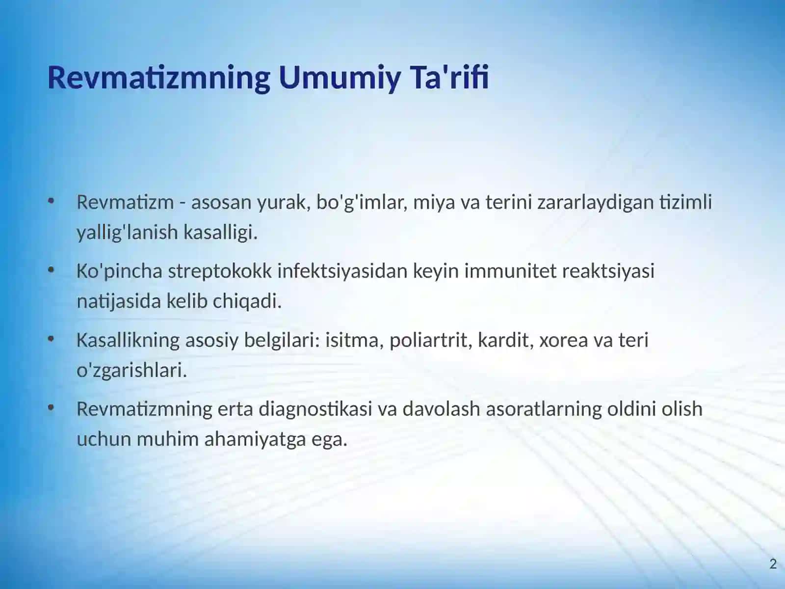 Revmatizm: Etiologiyasi, Klinik Morfologik Shakllari va Zamonaviy Davolash Usullari 2