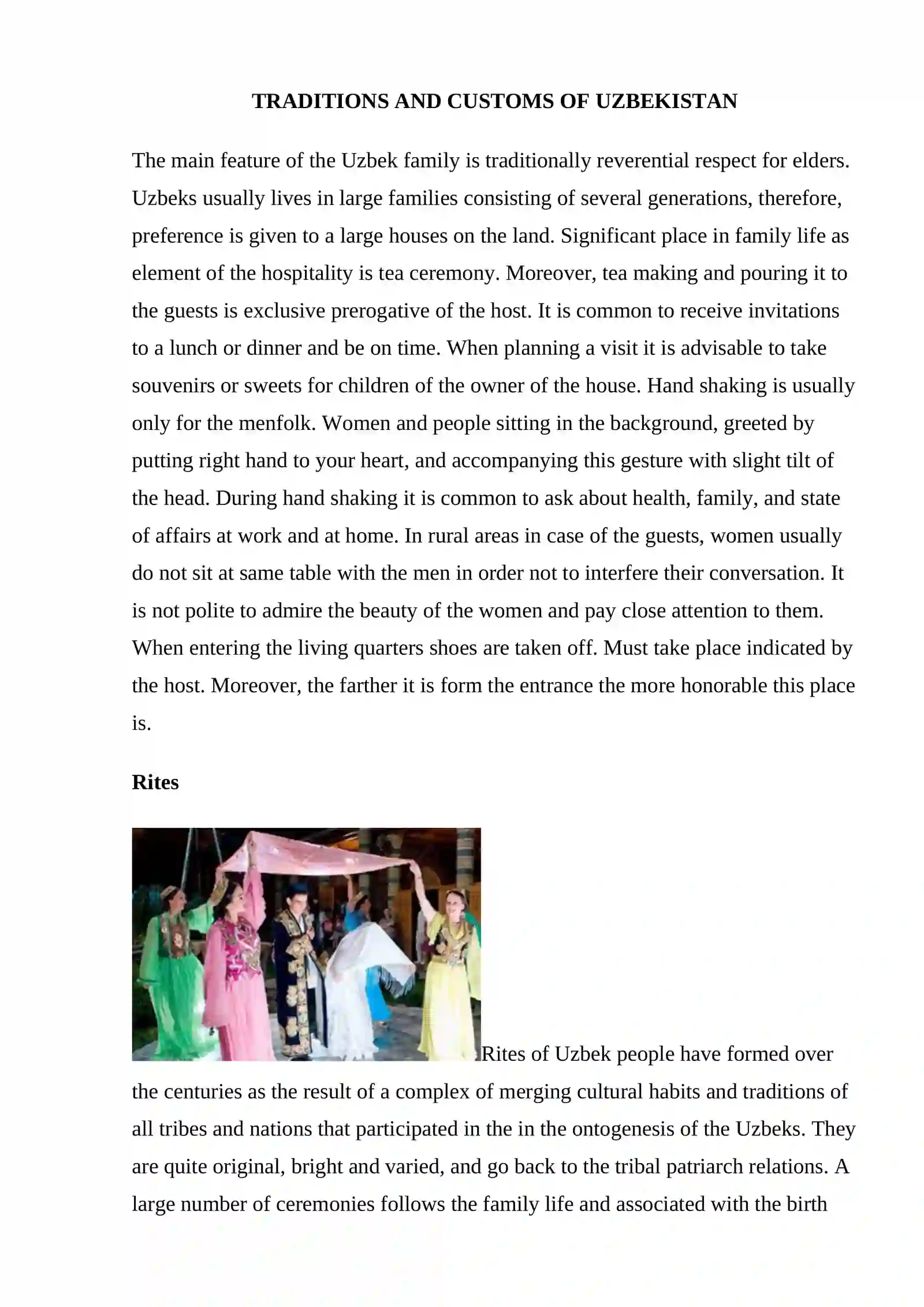 TRADITIONS AND CUSTOMS OF UZBEKISTAN 2