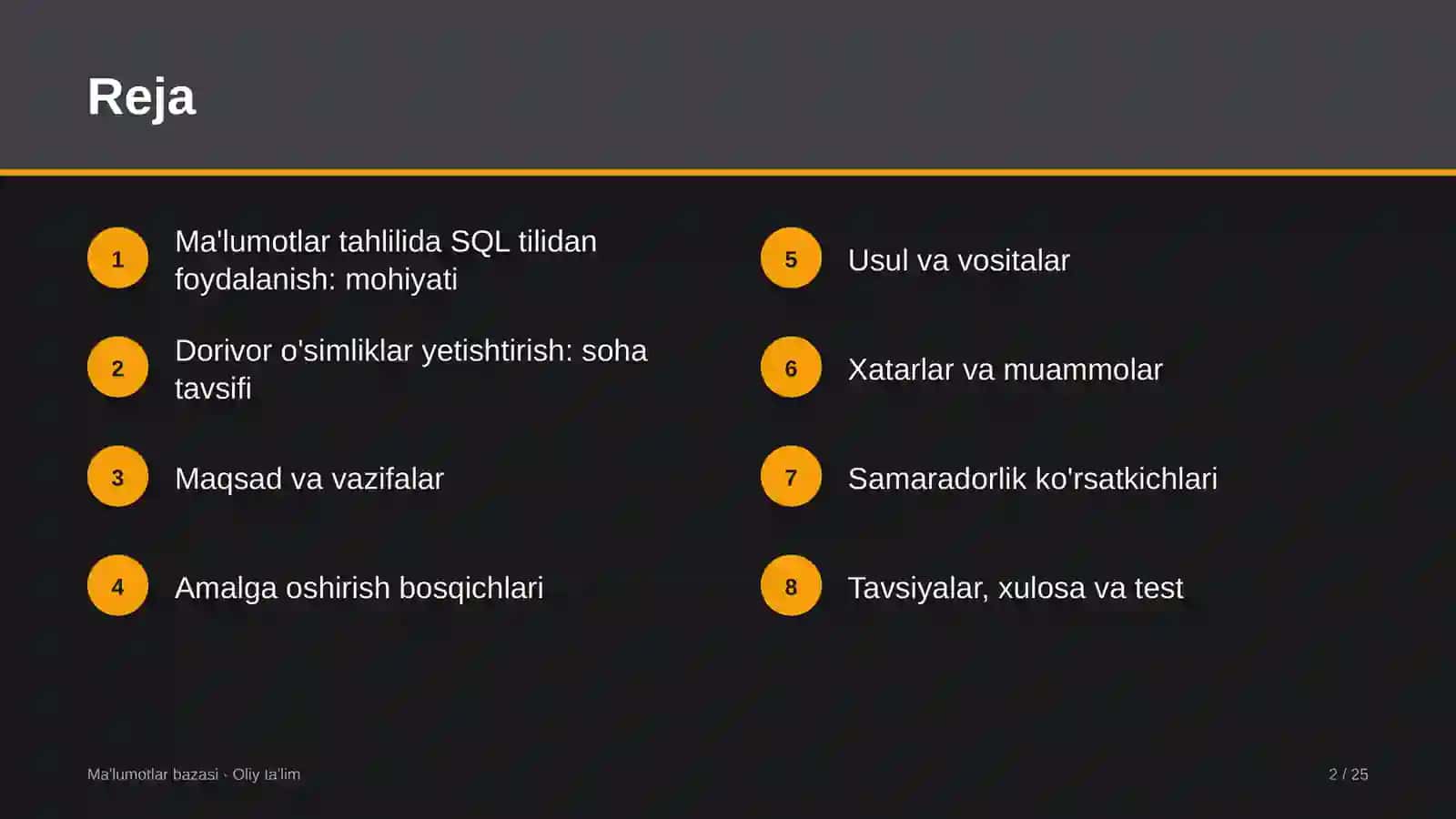 dorivor o'simliklar yetishtirishda ma'lumotlar tahlilida sql tilidan foydalanish 5476 2