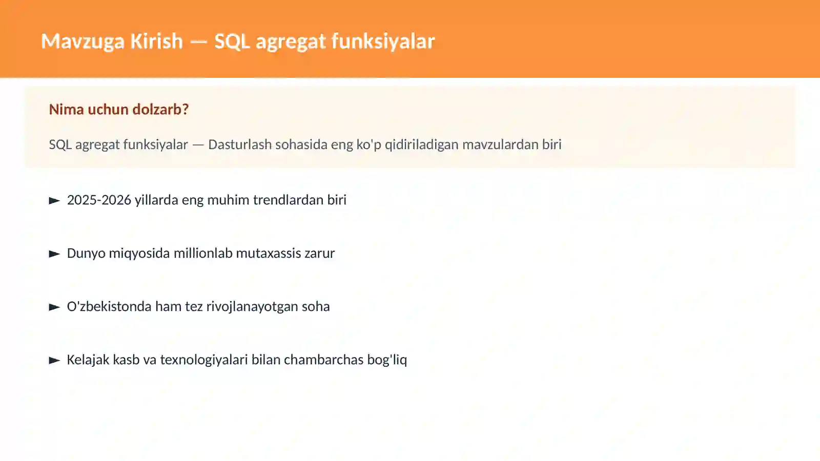 SQL agregat funksiyalar 2