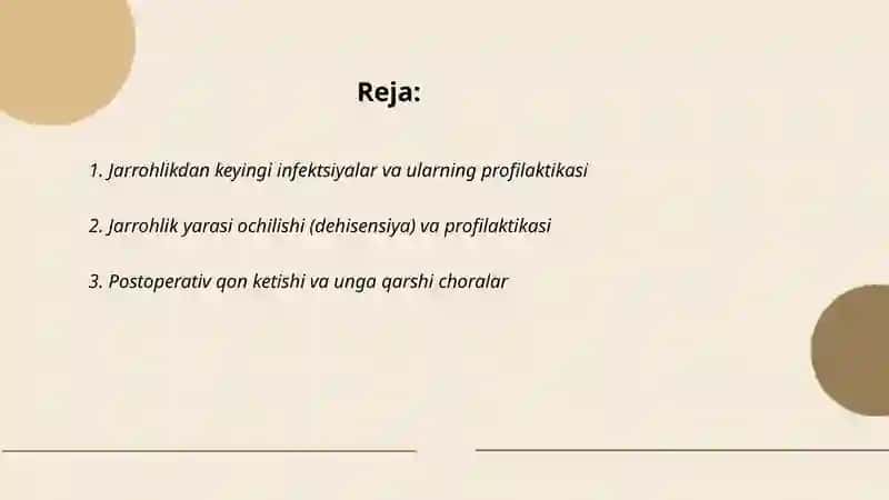 Tibbiyotda amaliyotdan keyingi asoratlar va ularning profilaktikasi 2
