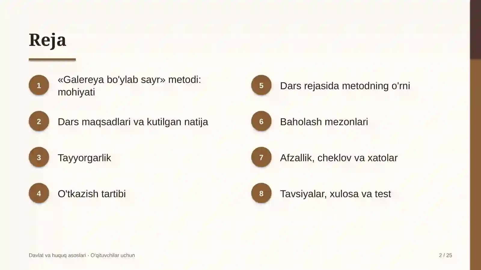 davlat va huquq asoslari darslarida galereya bo'ylab sayr metodidan foydalanish 8337 2