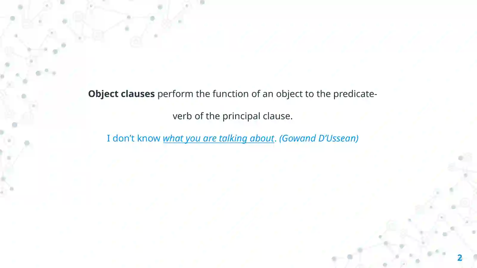 Object clauses 2