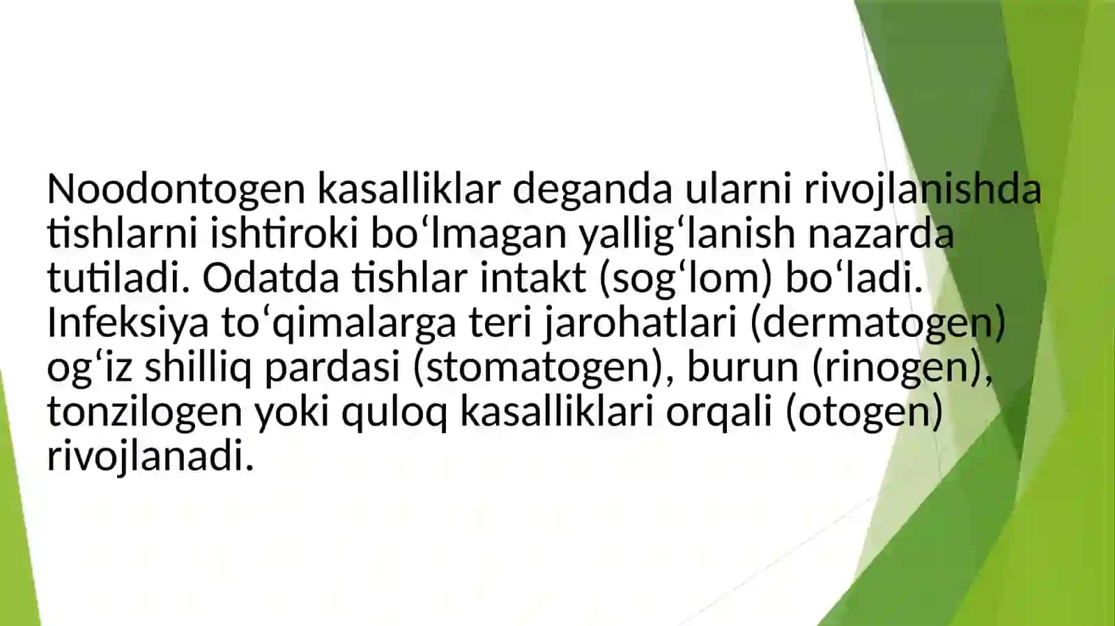 Noodontogen kasalliklar tekshirish 2