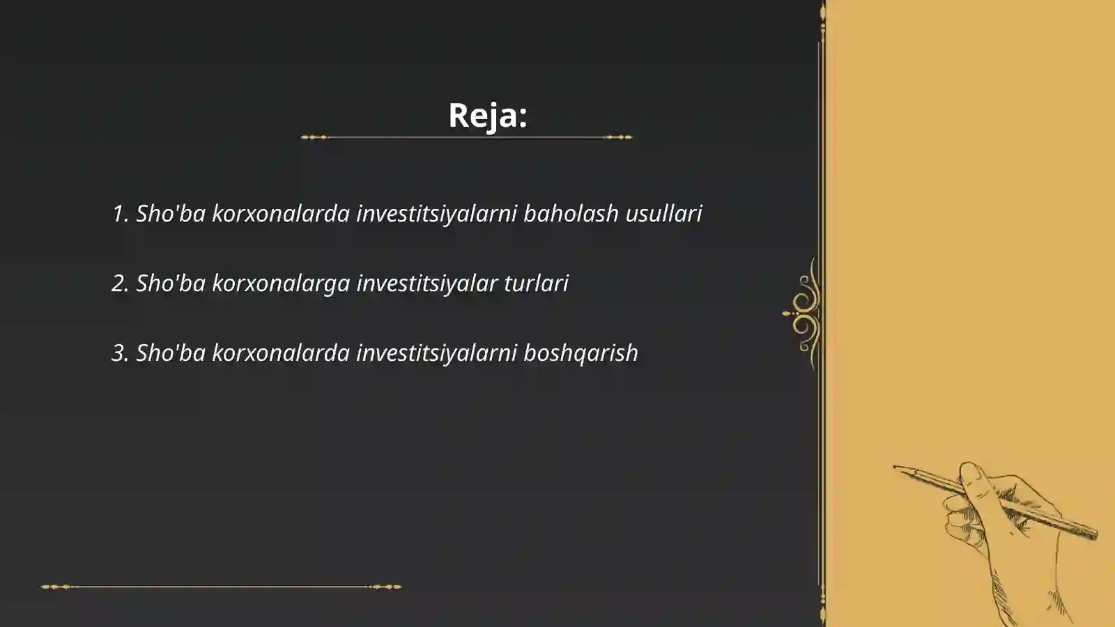 Sho'ba korxonalarda investitsiyalarni baholash usullari 2