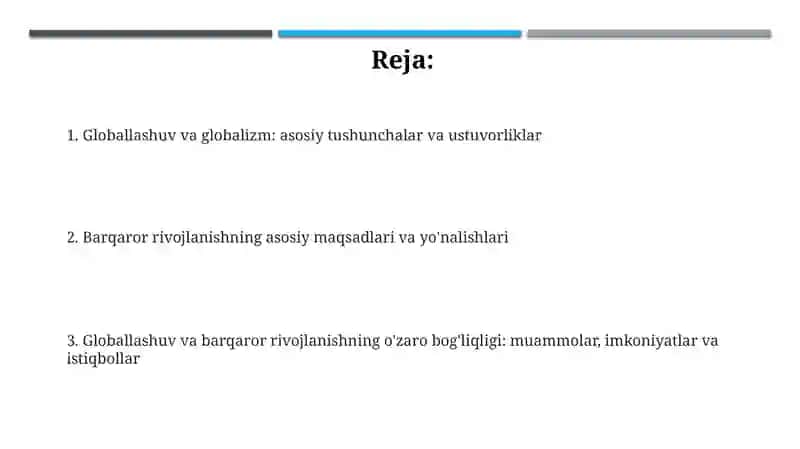Globallashuv, Globalizm va Barqaror Rivojlanish: Asosiy Tushunchalar 2