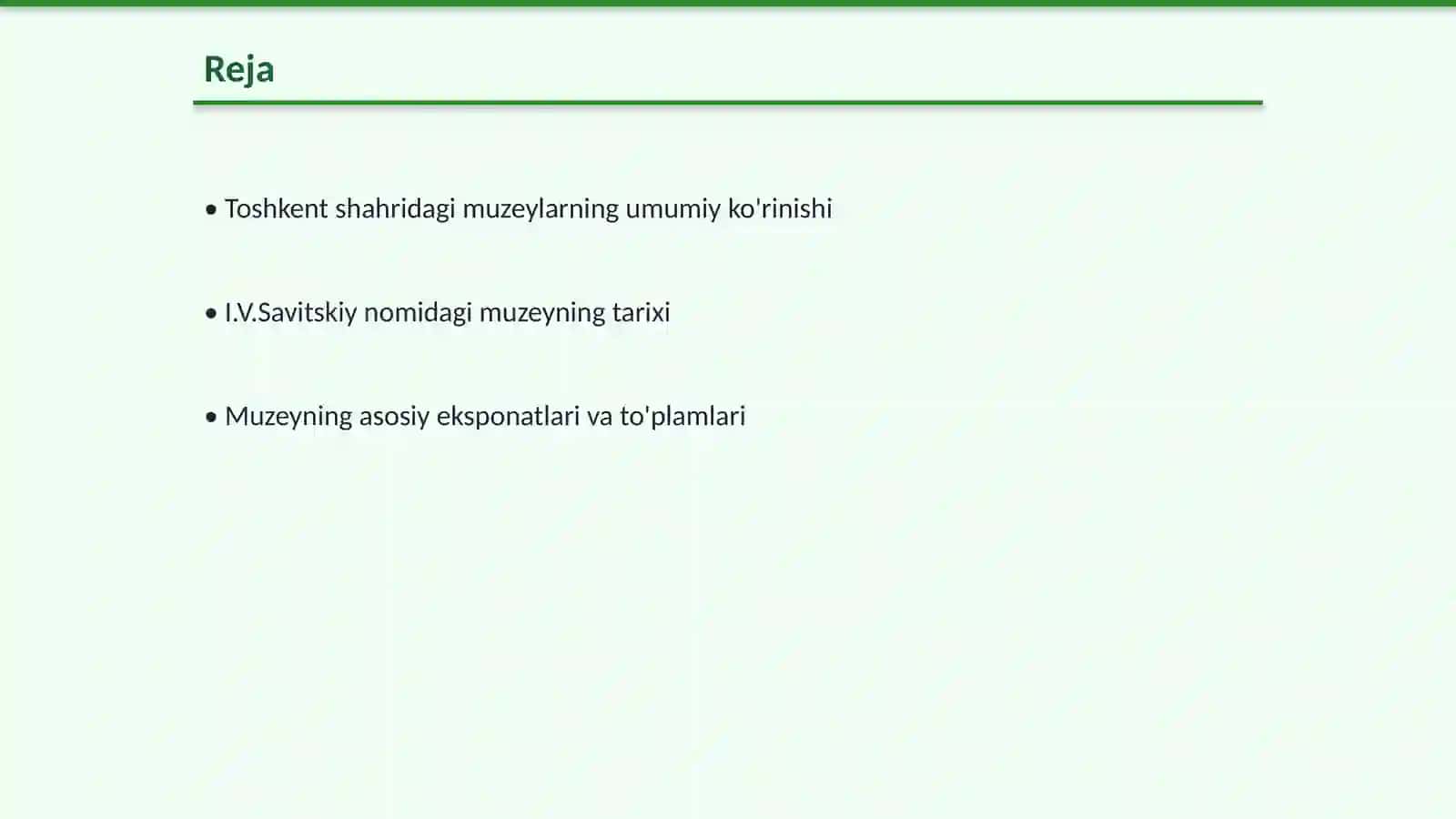 Toshkent shahrida joylashgan muzeylar faoliyati 2