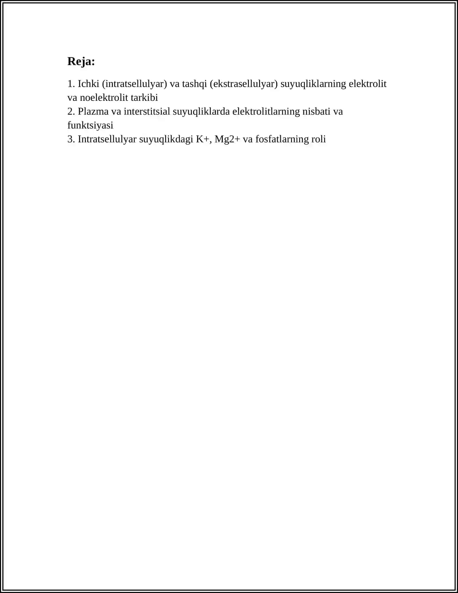 ORGANIZMNING BIOLOGIK SUYUQLIKLARI ELEKTROLIT VA NOELEKTROLITLAR ERITMALARI SIFATIDA 2