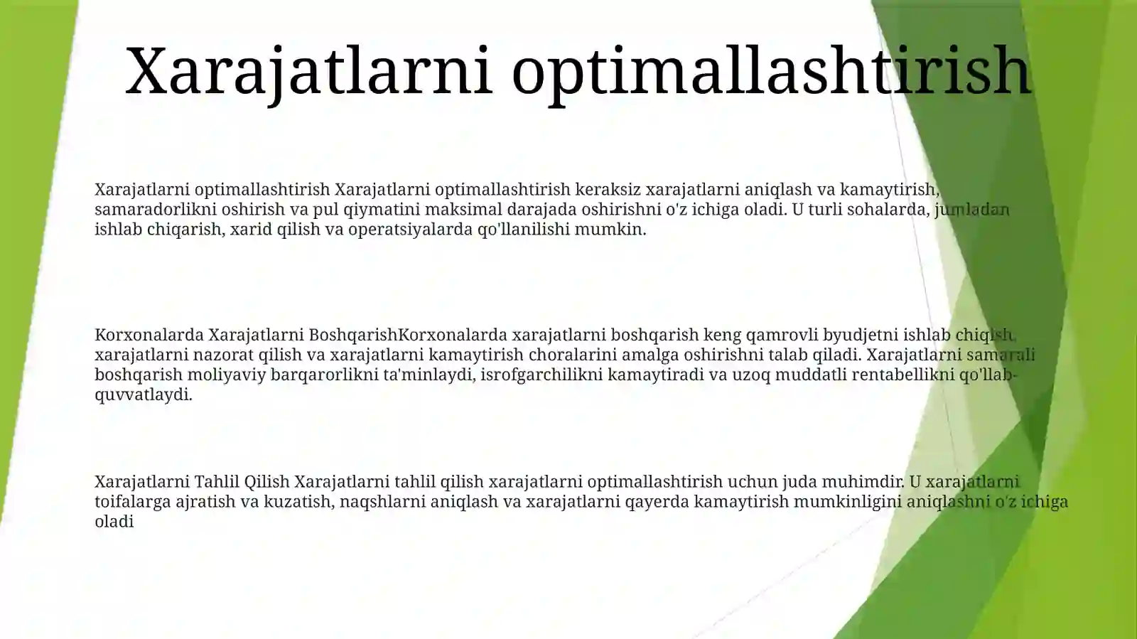 Korxonalarda Xarajatlarni Boshqarish 2