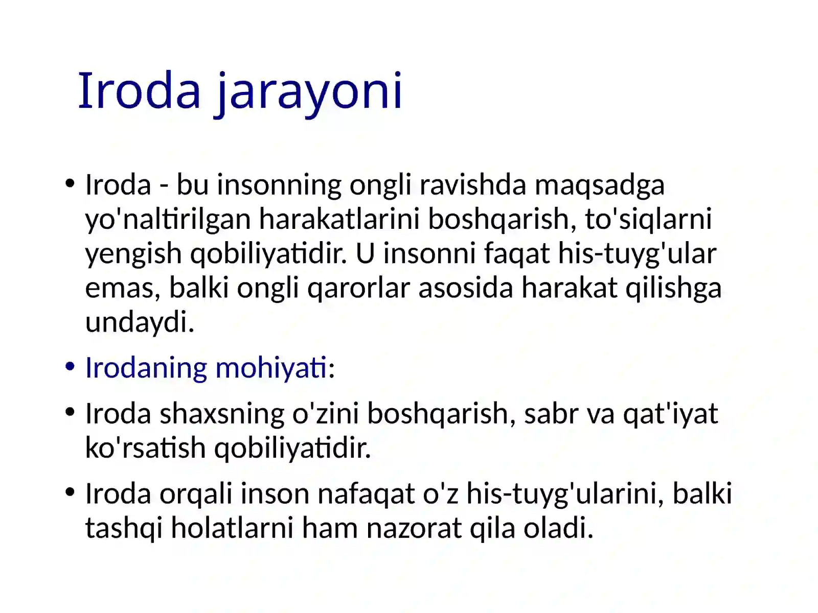 Iroda jarayoni 2