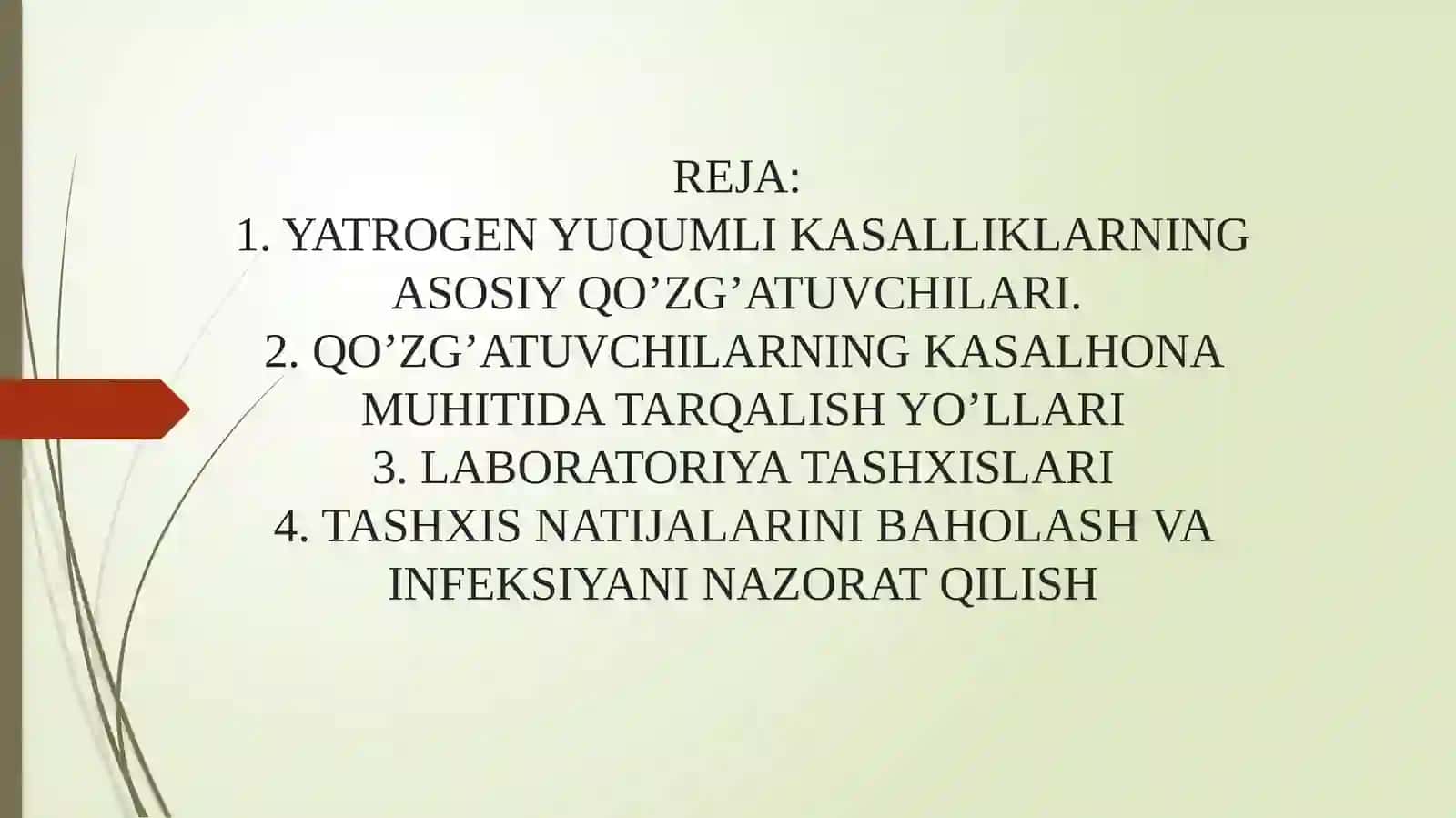 KASALHONA ICHIDA TARQALUVCHI YATROGEN YUQUMLI KASALLIKLAR QO’ZG’ATUVCHILARI VA ULARNI LABORATORIYA TASHXISLARI 2