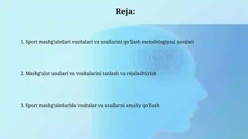 Sport mashg'ulotlarining vositalari va uslublarini qollash uslubiyati 2