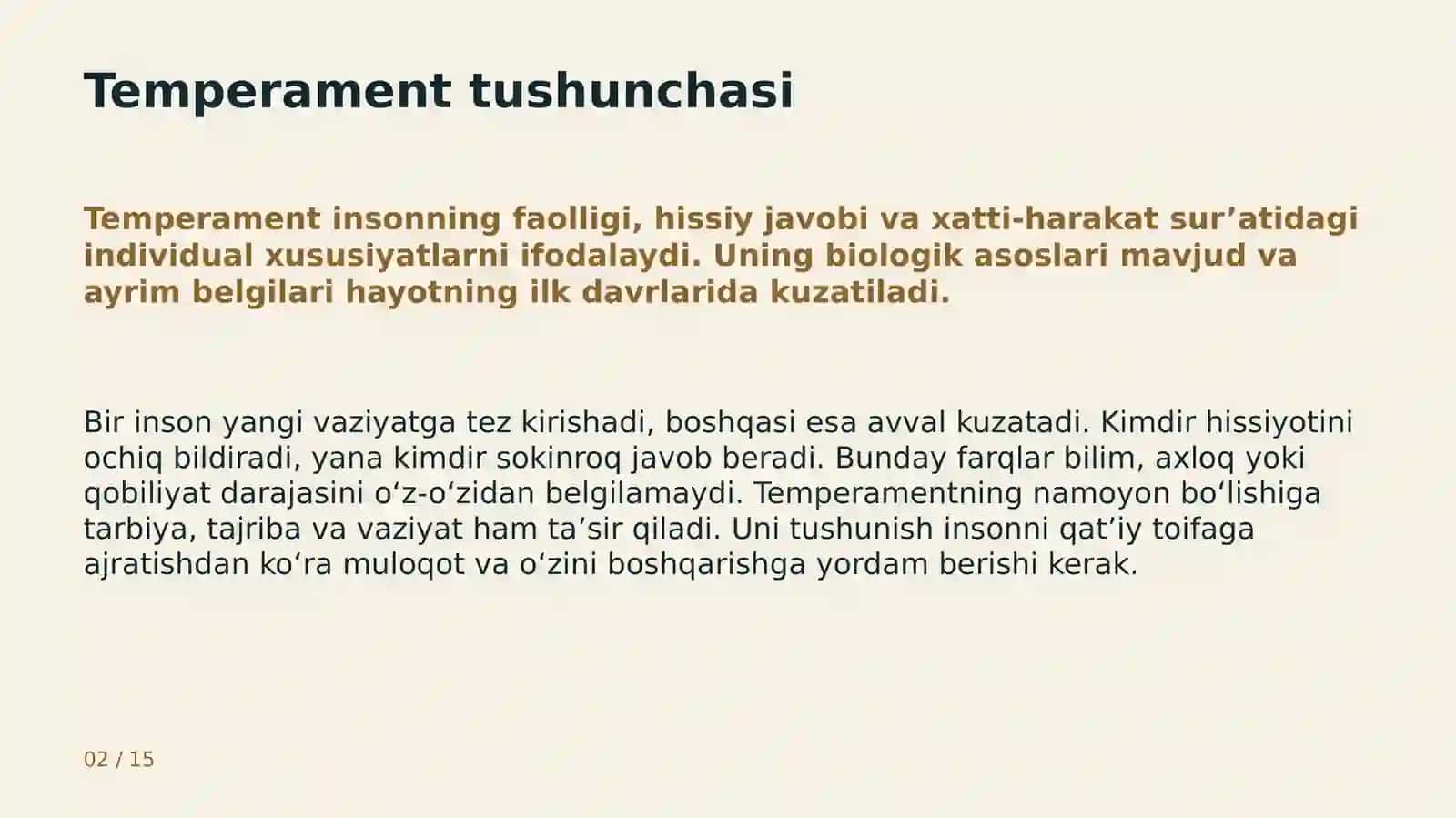Temperament turlari va inson xarakteri 2