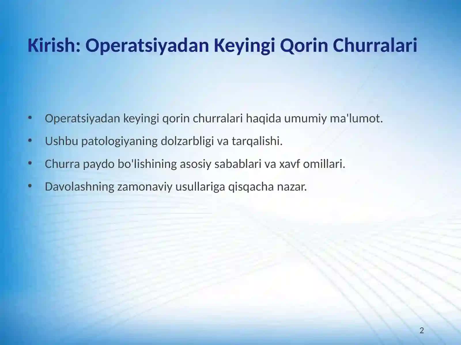 Operatsiyadan Keyingi Qorin Churralarini Jarrohlik Davolash 2