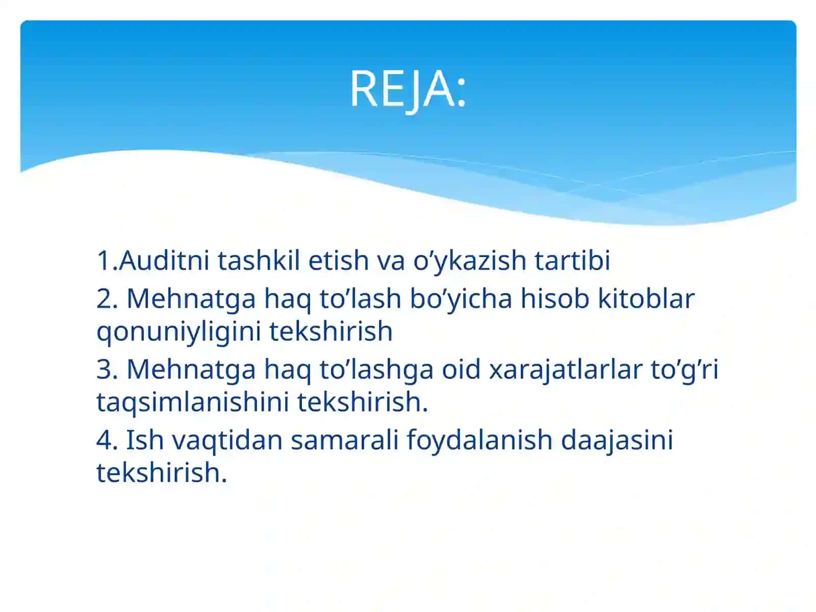 Xodimlar bilan mehnat haqqi bilan bog'liq muammolarni auditini o'tkazish 2