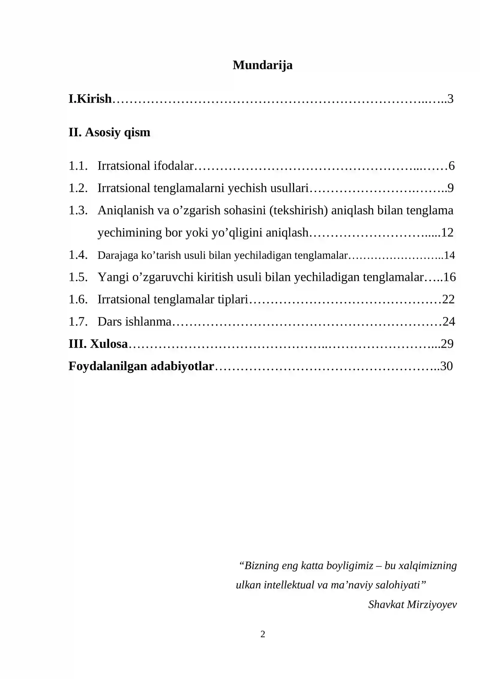 Irratsional tenglamalarni 2