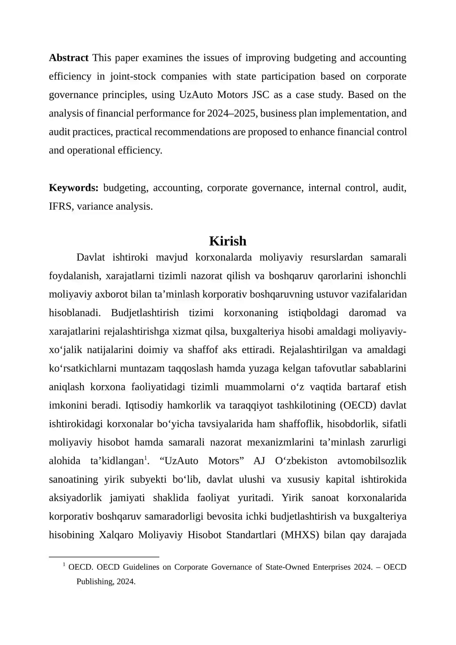 Oshirish amaliyotlari - "UzAuto Motors" AJ misolidagi korporativ boshqaruv tamoyillari 2
