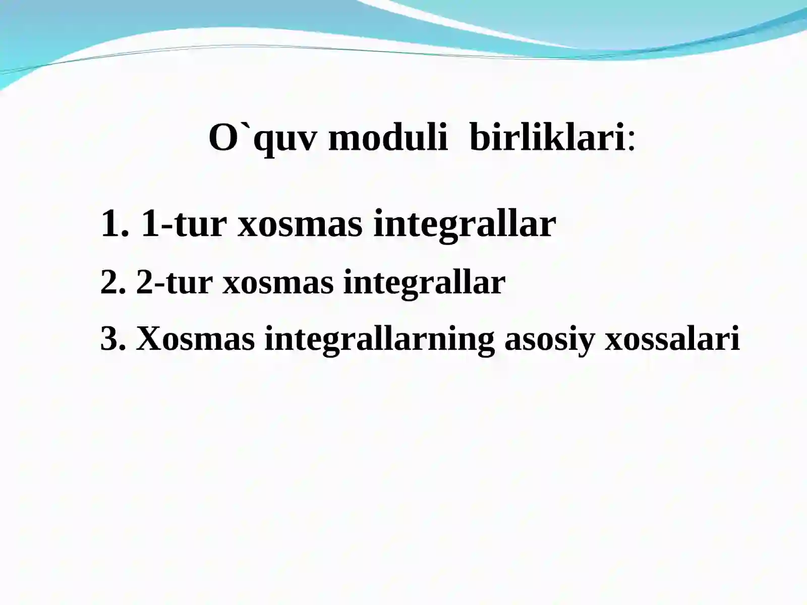 Xosmas integrallar 2