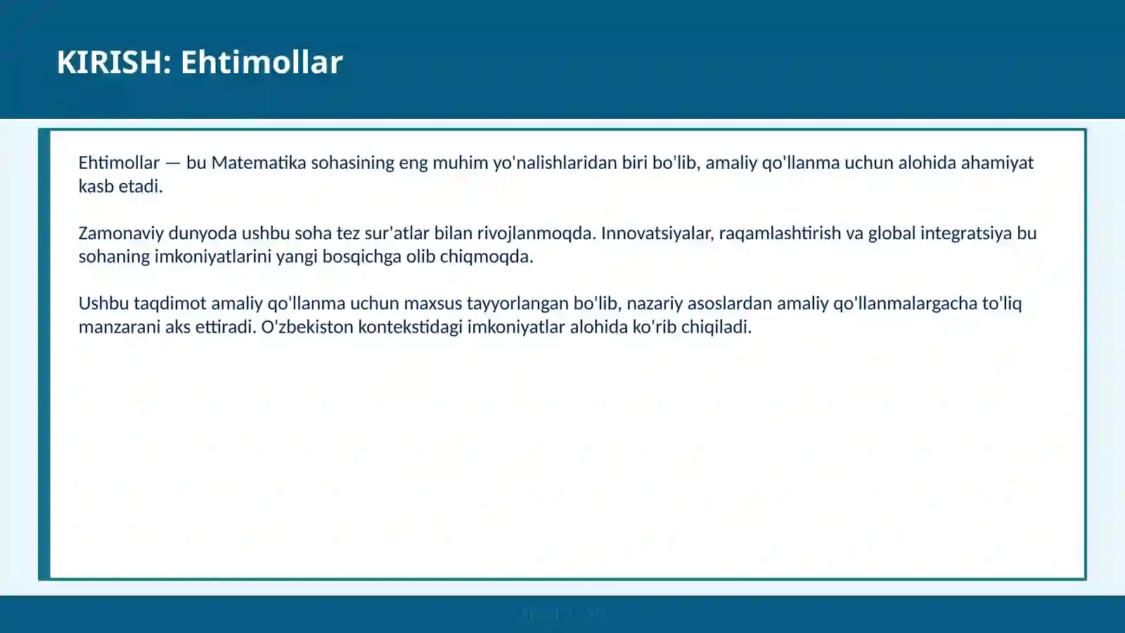 Ehtimollar 2