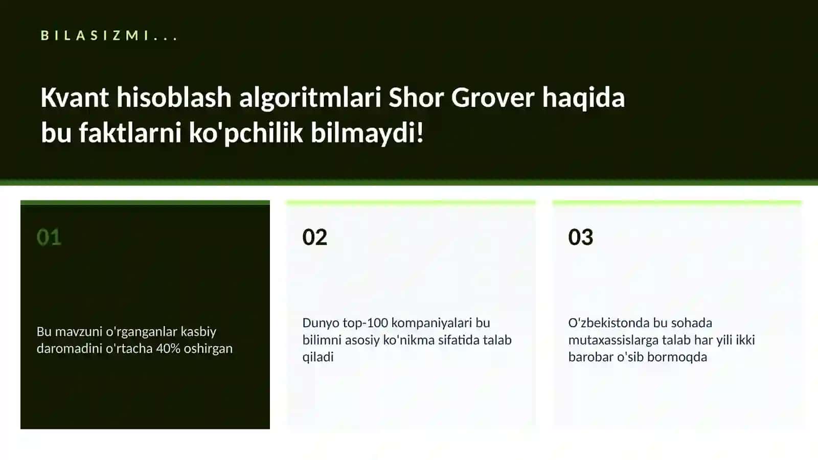 Kvant hisoblash algoritmlari Shor Grover 2