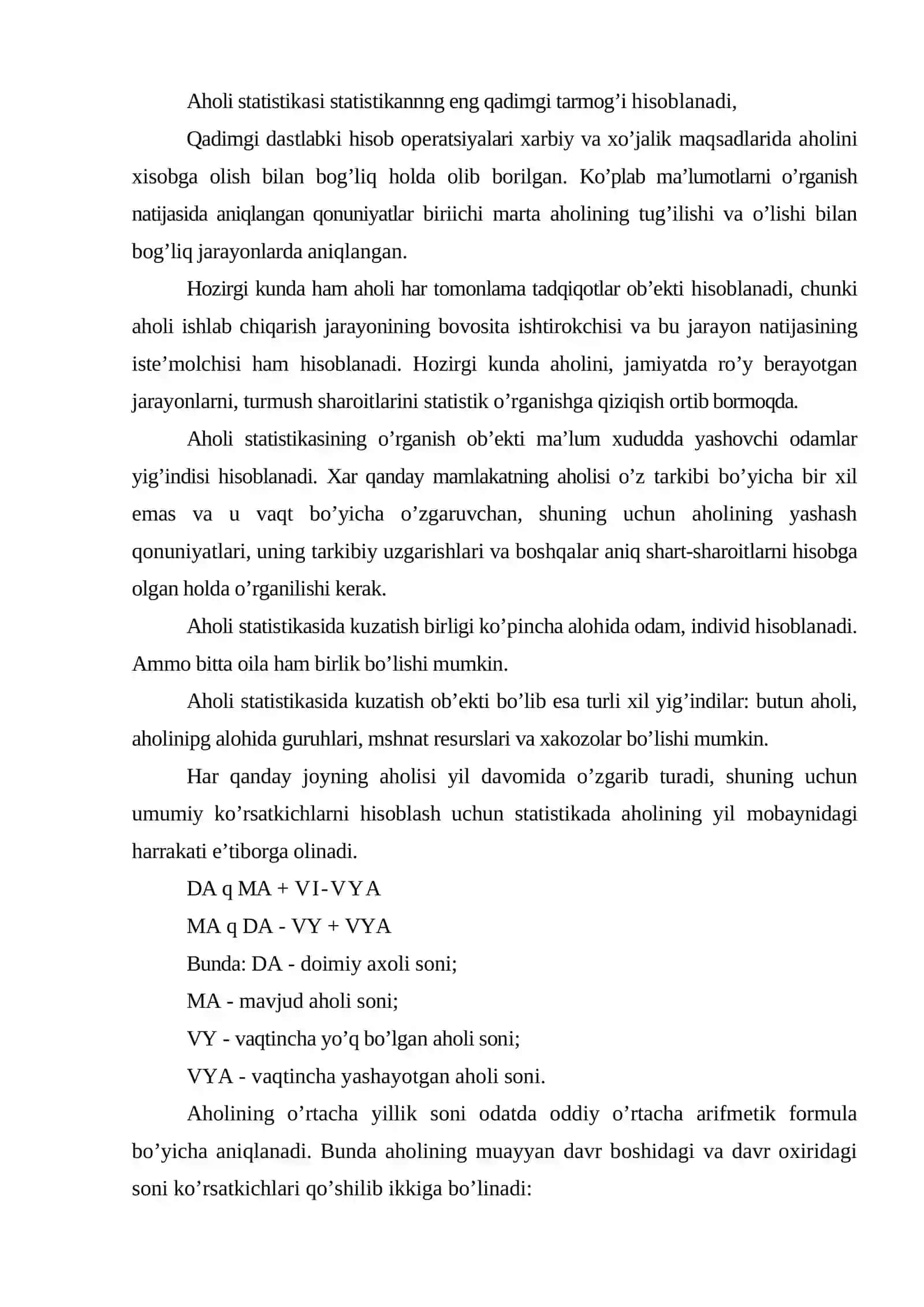 Aholi statistikasi 2