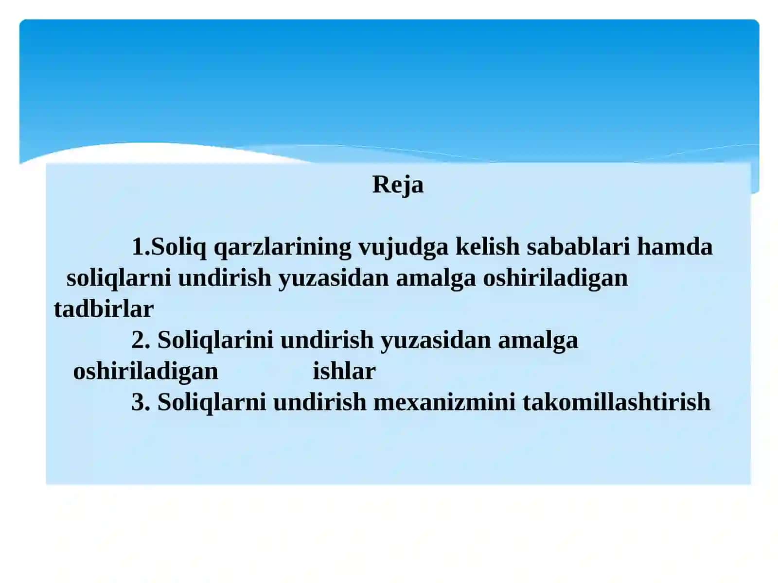 Soliq majburiyatini bajarilishi. Soliq qarzini undirish mexanizimi va uni takomillashtirish 2