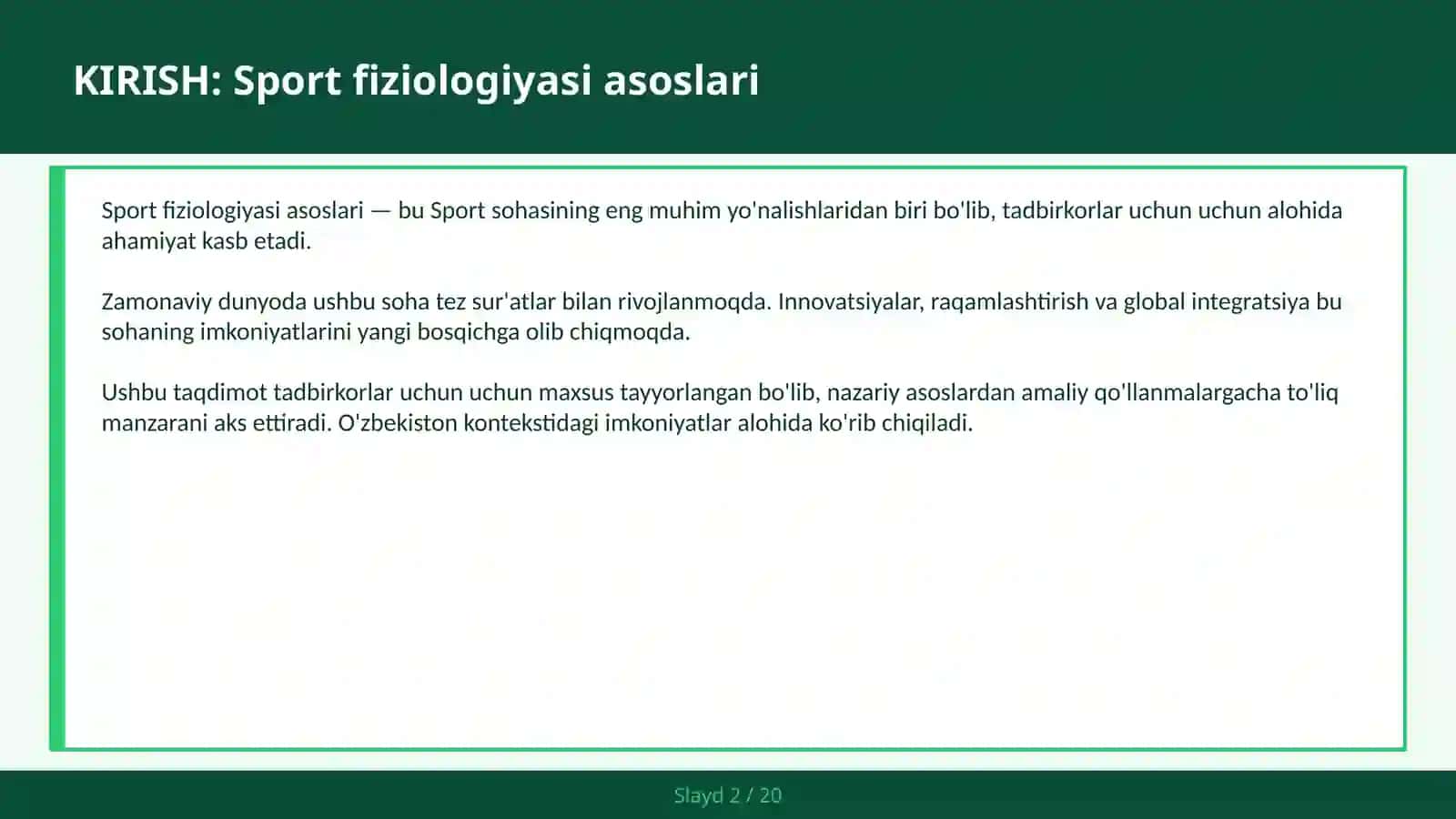 SPORT FIZIOLOGIYASI ASOSLARI 2