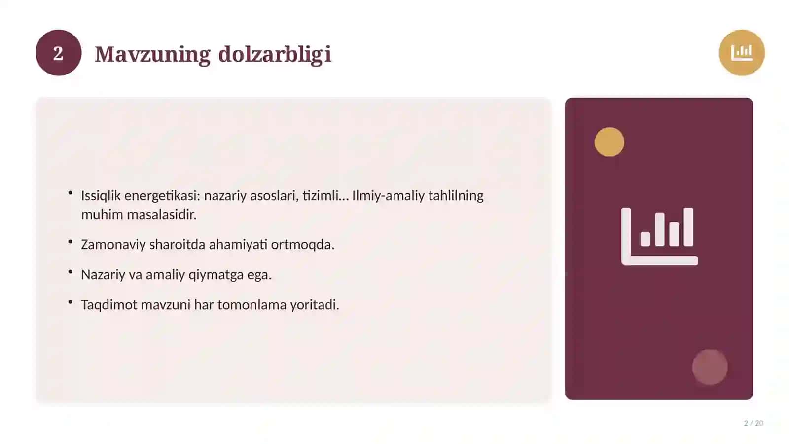 Issiqlik energetikasi: nazariy asoslari, tizimli yondashuvda (Magistrlik dissertatsiyasi mavzusi) 2