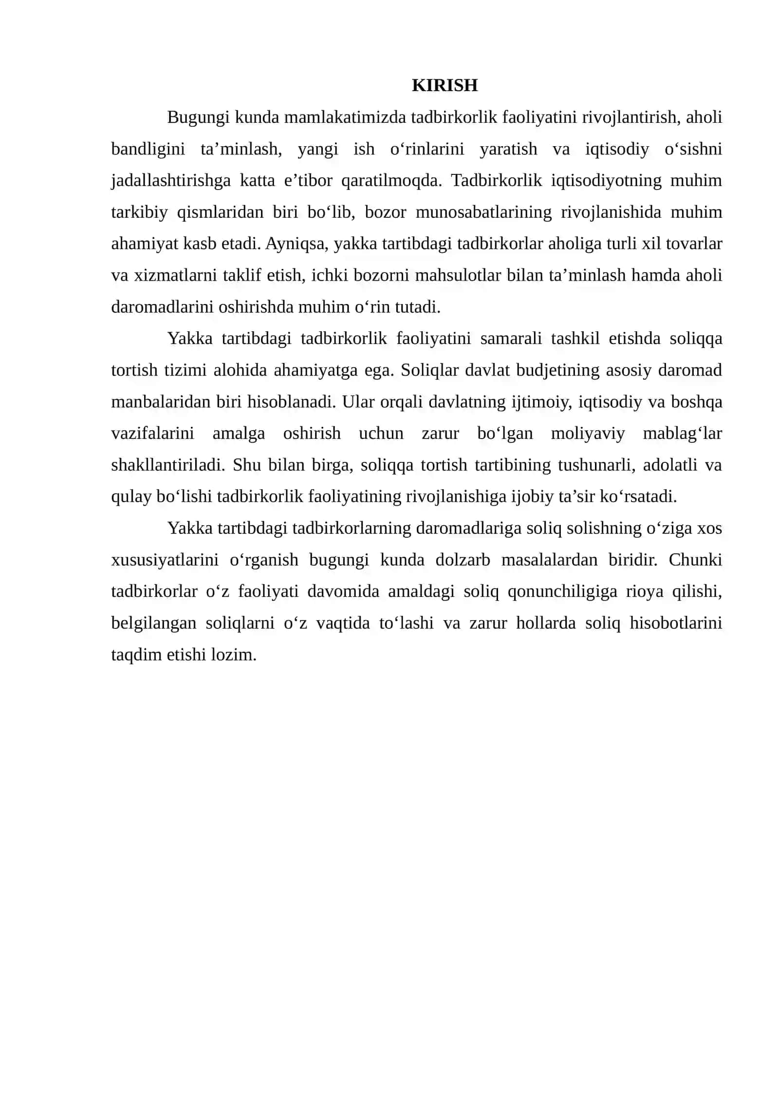 Yakka Tartibdagi Tadbirkorlarning Daromadlariga Soliq Solishning O‘ziga Xos Xususiyatlari 2