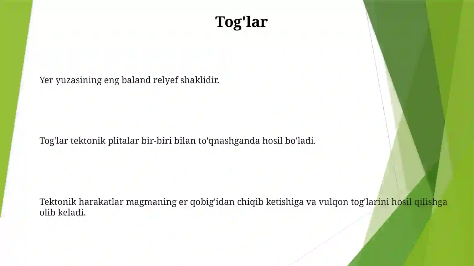 Yer Yuzasining Asosiy Relyef Shakllari 2