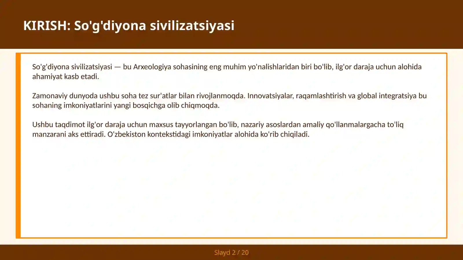 SO'G'DIYONA SIVILIZATSIYASI 2