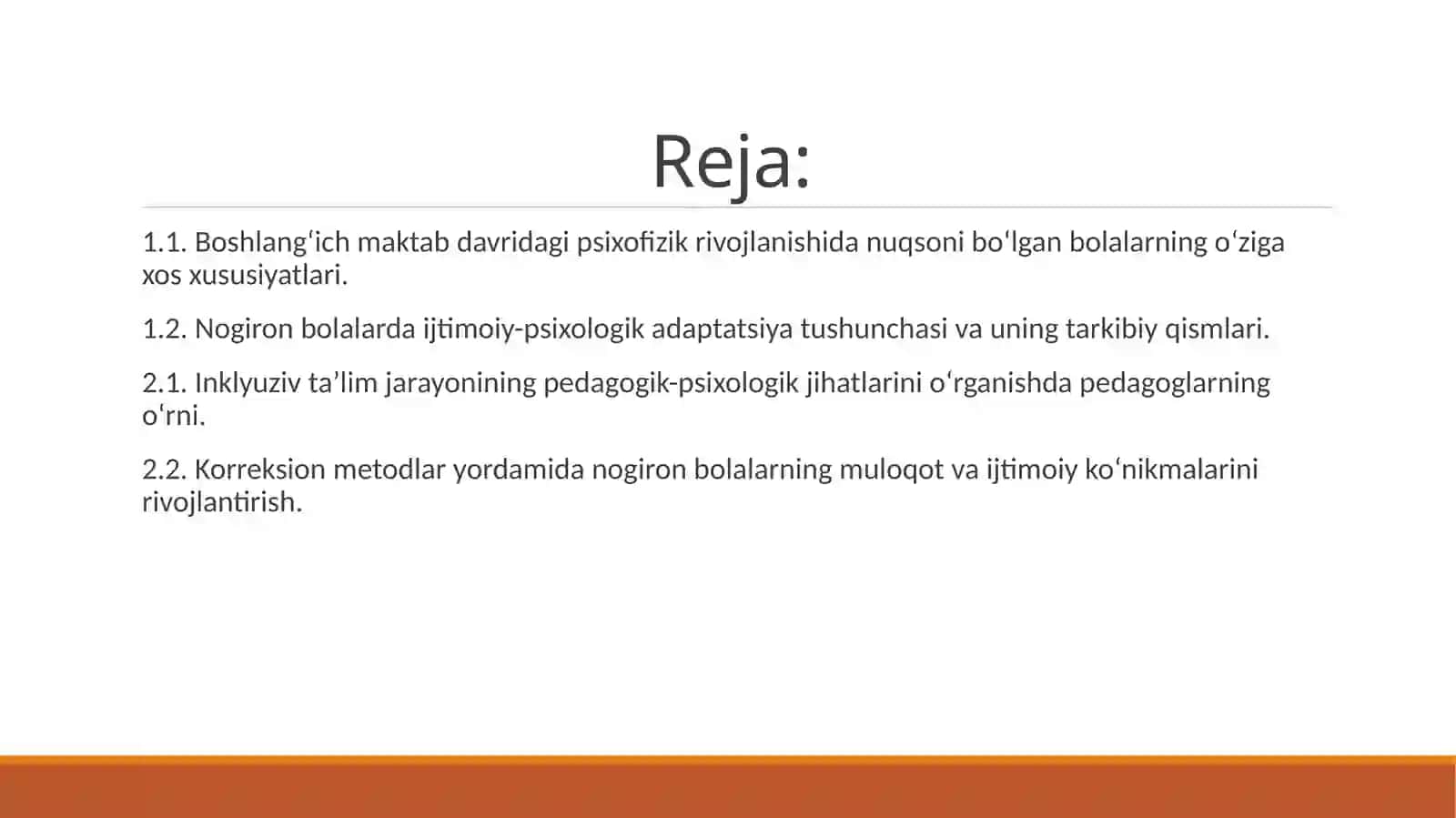 Dastlabki maktab bosqichidan og'iron bolalarning psixologik moslashuvi 2